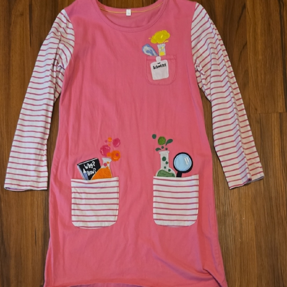 Pink Long Sleeve Dress with Science Theme